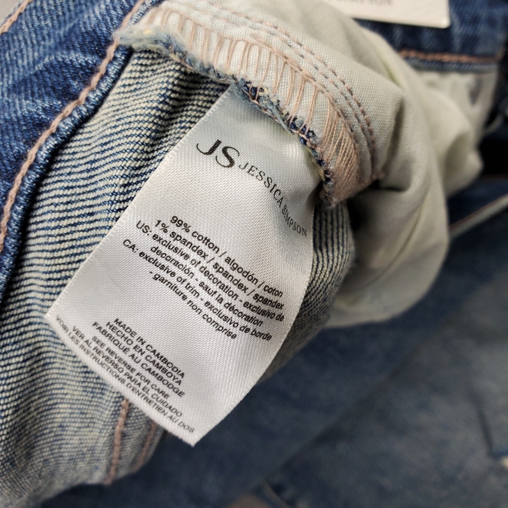 Jessica Simpson Dallas Boyfriend Jeans Womens 8 Blue Denim Stretch Distressed - Picture 7 of 11